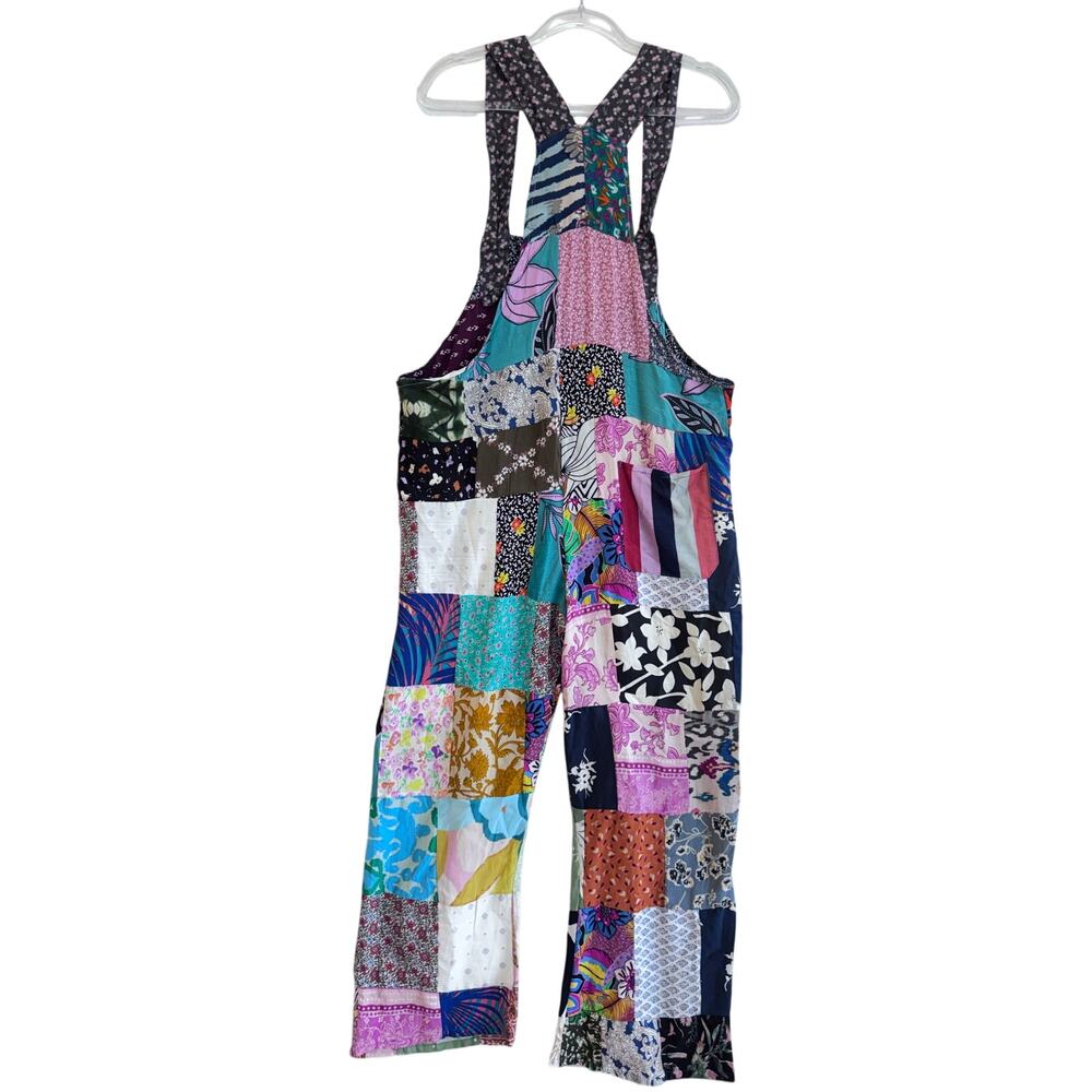 Patchwork Overalls Boho Wide Leg Jumpsuit Festival Western Cottagecore S/M - Picture 9 of 12